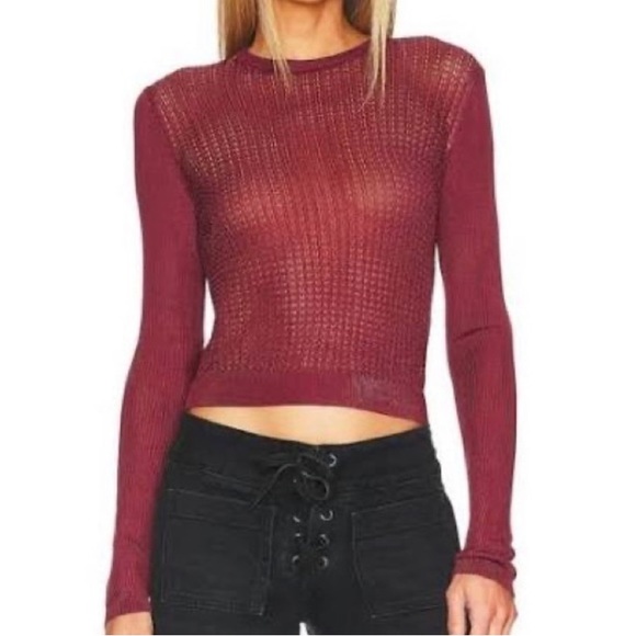 Free People H20 Crew Pullover in color raw garnet - Picture 2 of 6
